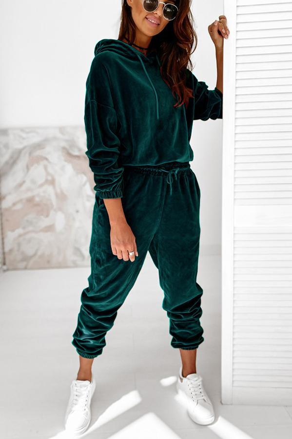 Täglicher lässiger Samt-Hoodie-Jogger-Trainingsanzug