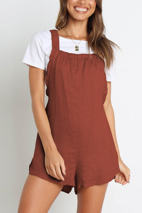 Beach Crush – Lässiger Strampler aus Leinenmischung mit gesmoktem Muster und Taschen