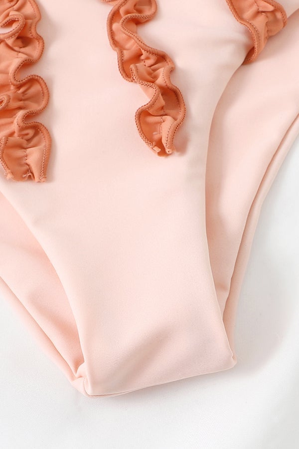 Bikini mit dreidimensionaler Spitze und hoher Taille