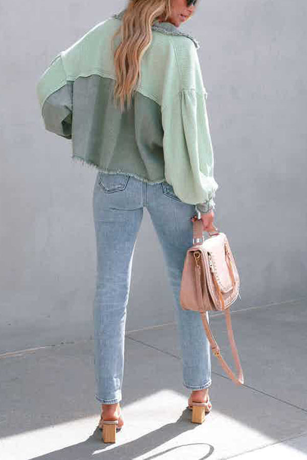 Ausgefranstes Hemd aus Baumwoll-Waffelstrick