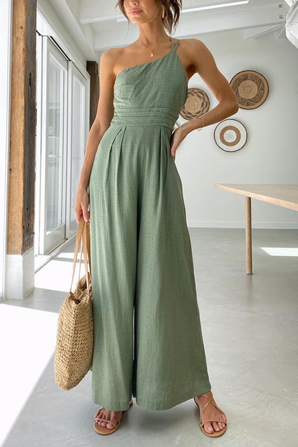Sexy Jumpsuit mit Sling-Taille und Tasche, gerader Schnitt, ärmellos