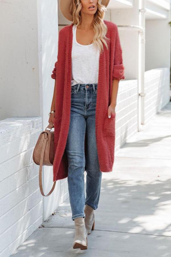 Herrliche, flauschige Strickjacke mit Taschen
