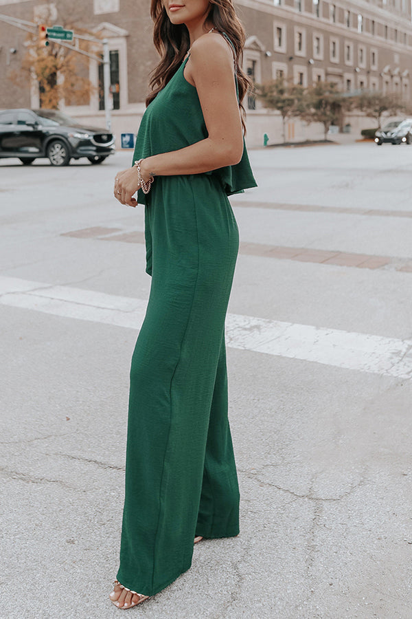 Sling Ice Silk Crinkle Soft Belt Loose Pants Freizeitanzug