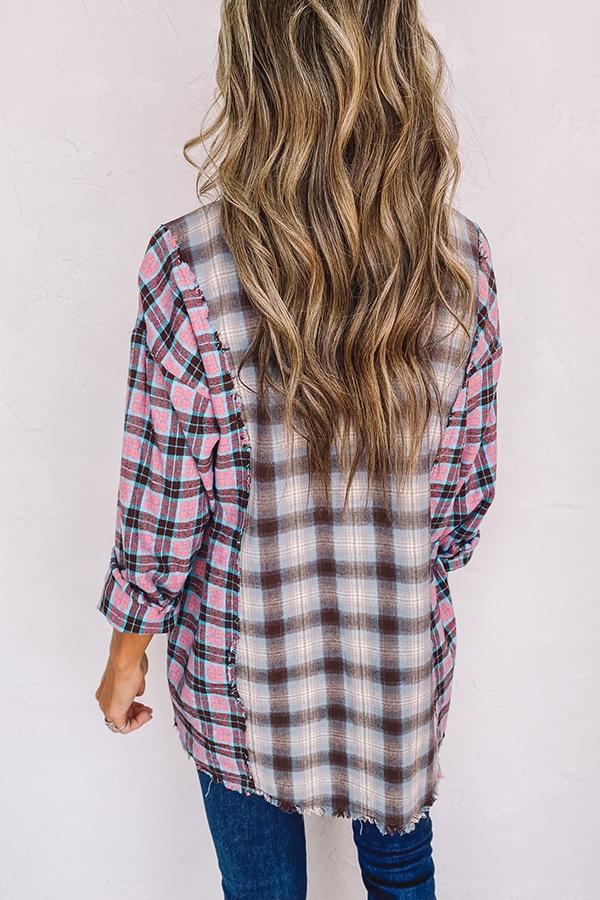 Karierte Bluse in Kontrastfarbe