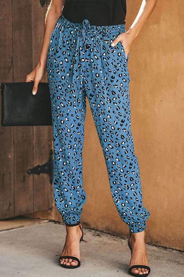 Lässige Haremshose mit Leopardenmuster und hoher Taille für Damen