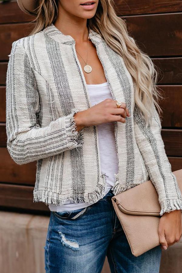 Jacke aus ausgefranstem Baumwoll-Tweed