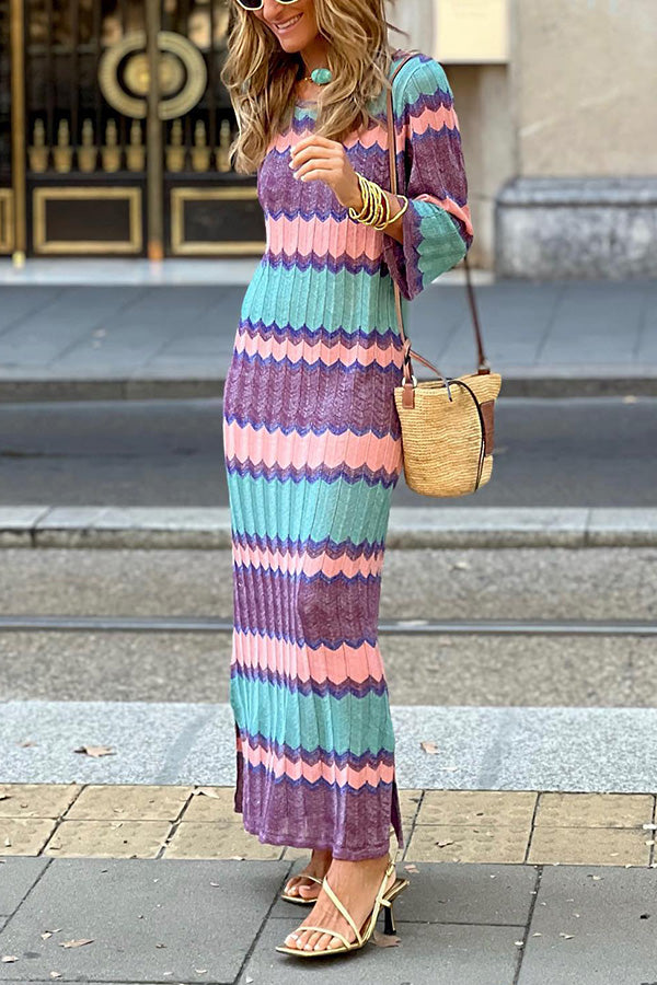 Glitzerndes Midikleid mit Zickzack-Fransensaum