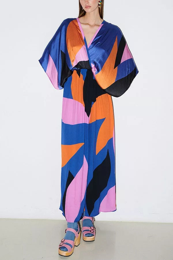 Off Into The Sunset Farbblock-Kimono-Maxikleid