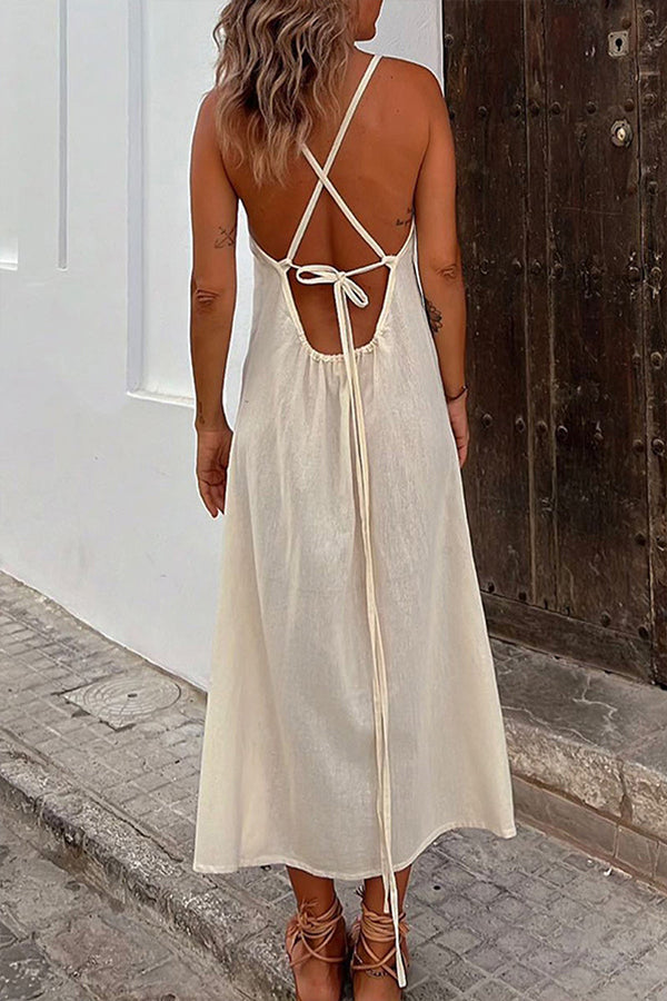 Robe sexy à imprimé frenulum et dos nu, col en V