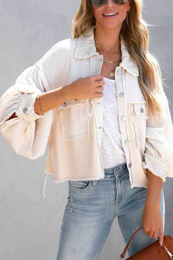 Ausgefranstes Hemd aus Baumwoll-Waffelstrick