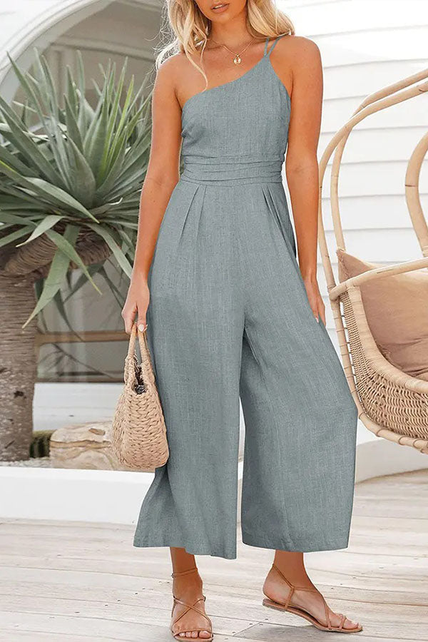 Sexy Jumpsuit mit Sling-Taille und Tasche, gerader Schnitt, ärmellos
