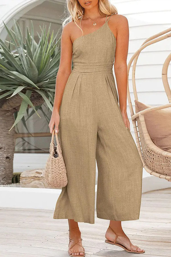 Sexy Jumpsuit mit Sling-Taille und Tasche, gerader Schnitt, ärmellos