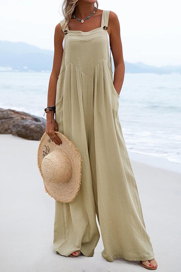 Itzel – Jumpsuit mit weitem Bein und Hosenträgern im Ethno-Stil mit Knöpfen
