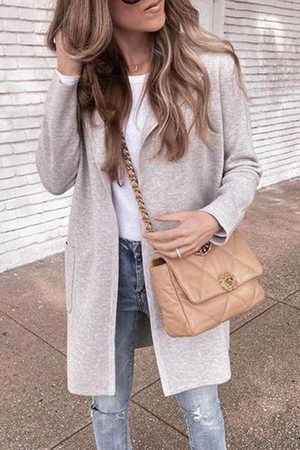 Loose Fit Pockets Knit Cardigan Coat