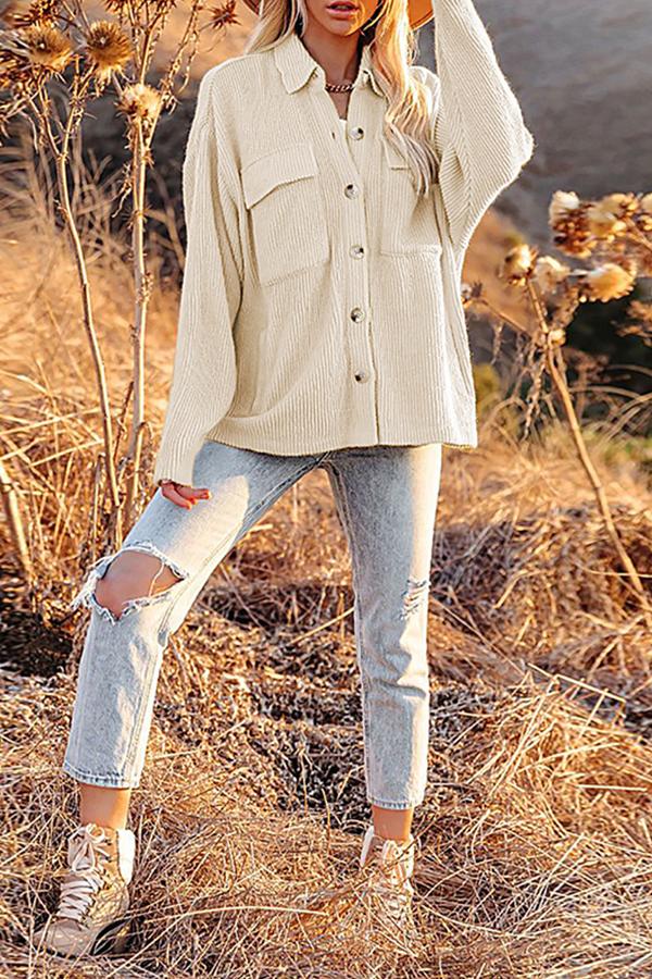 Cord Langarm Button Down Shirts Casual Jacke