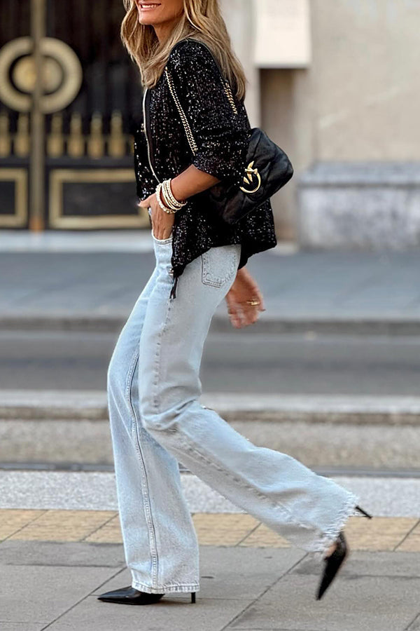 Lässige, modische, klassische Paillettenjacke