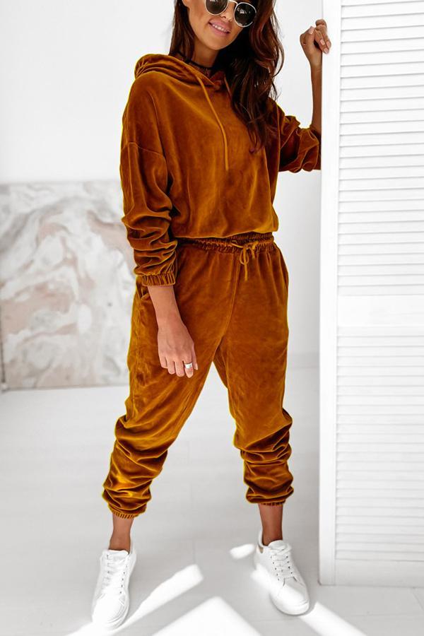 Täglicher lässiger Samt-Hoodie-Jogger-Trainingsanzug