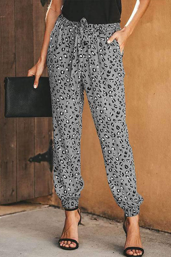 Lässige Haremshose mit Leopardenmuster und hoher Taille für Damen