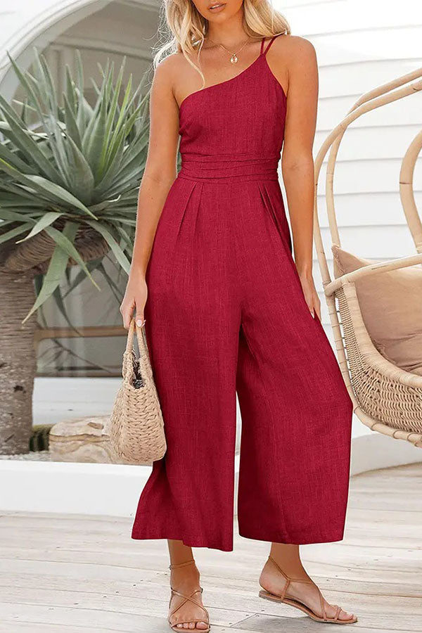 Sexy Jumpsuit mit Sling-Taille und Tasche, gerader Schnitt, ärmellos