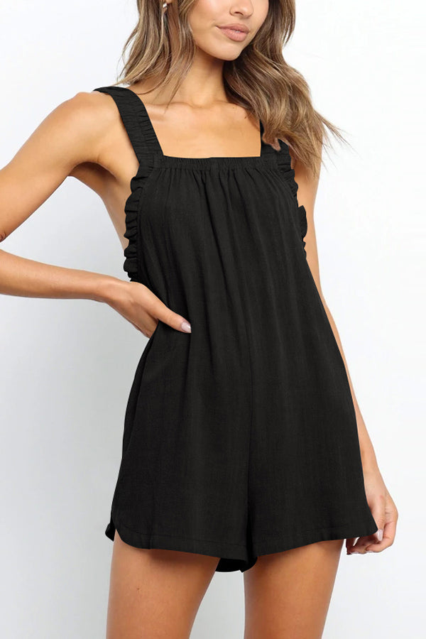 Beach Crush – Lässiger Strampler aus Leinenmischung mit gesmoktem Muster und Taschen