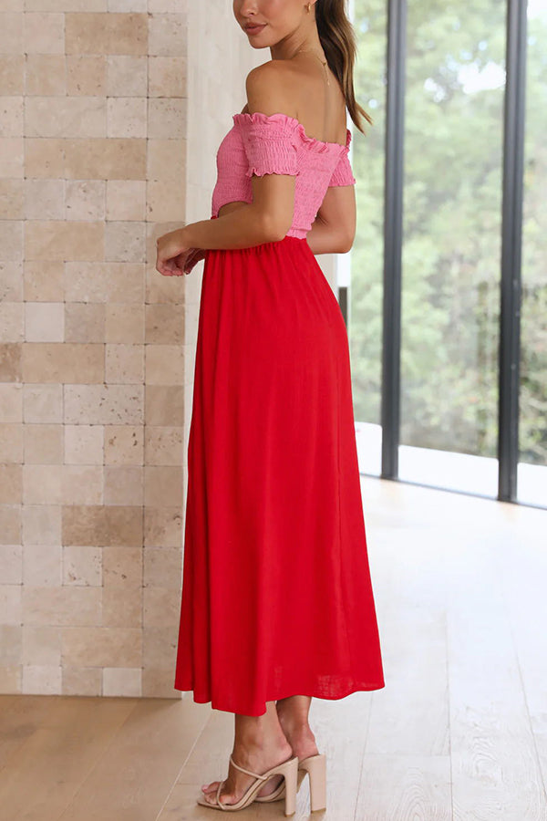 Robe mi-longue à smocks et découpes colorblock Live with Sunshine