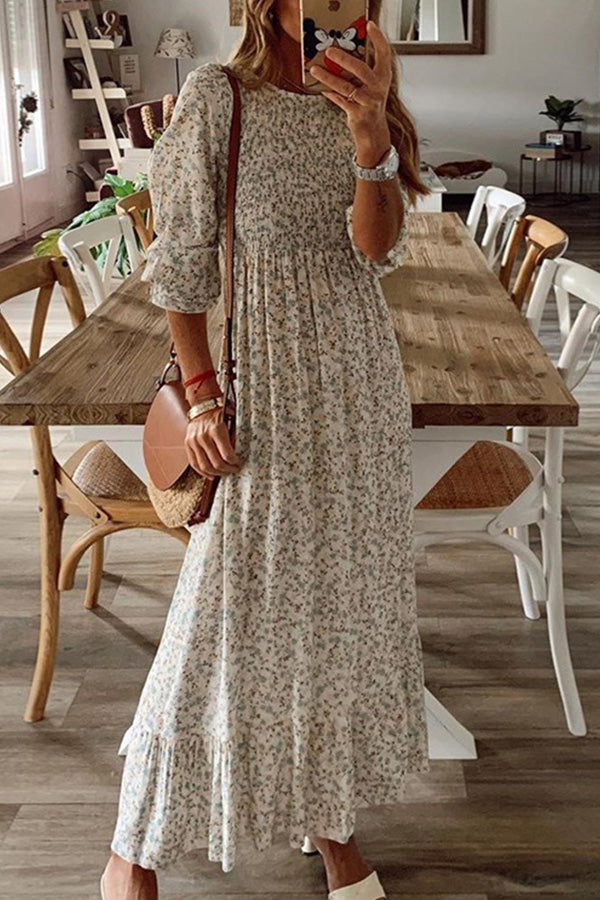 Robe taille haute à manches mi-longues et bulles