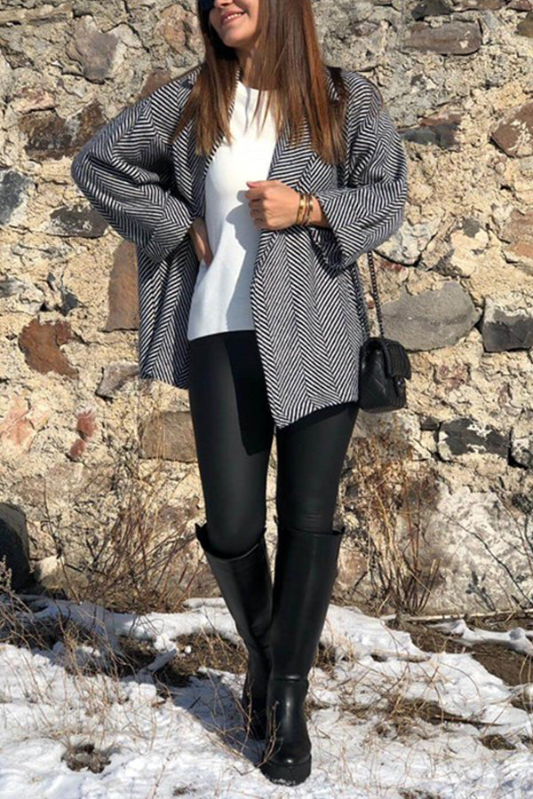 Gestreifte Strickjacke aus Twill-Strick