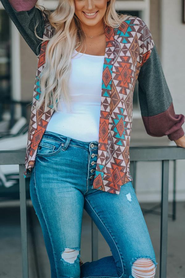 Offene Strickjacke mit Farbblockdesign