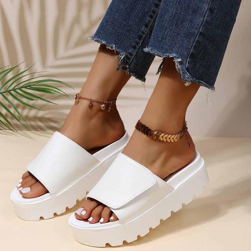 Casual Velcro Platform Slide Sandals