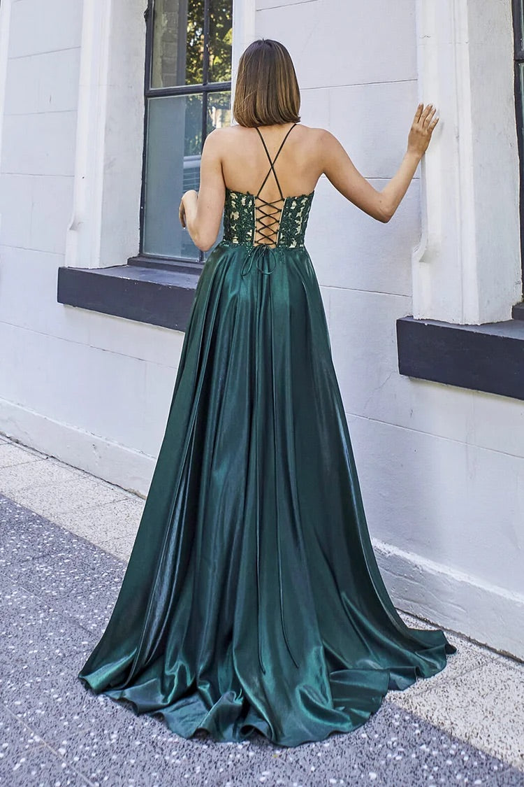 Lace Embroidery Crossover Strap Gown Maxi Dresses