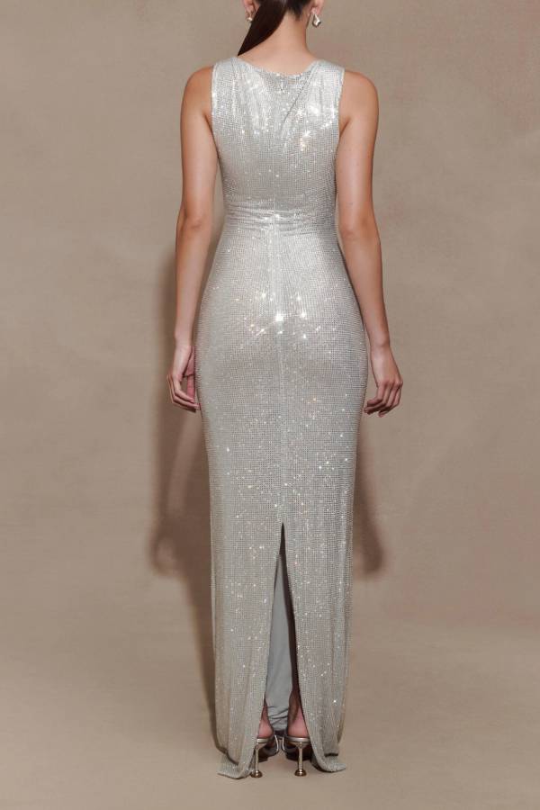 Sleeveless Diamante Maxi Dress