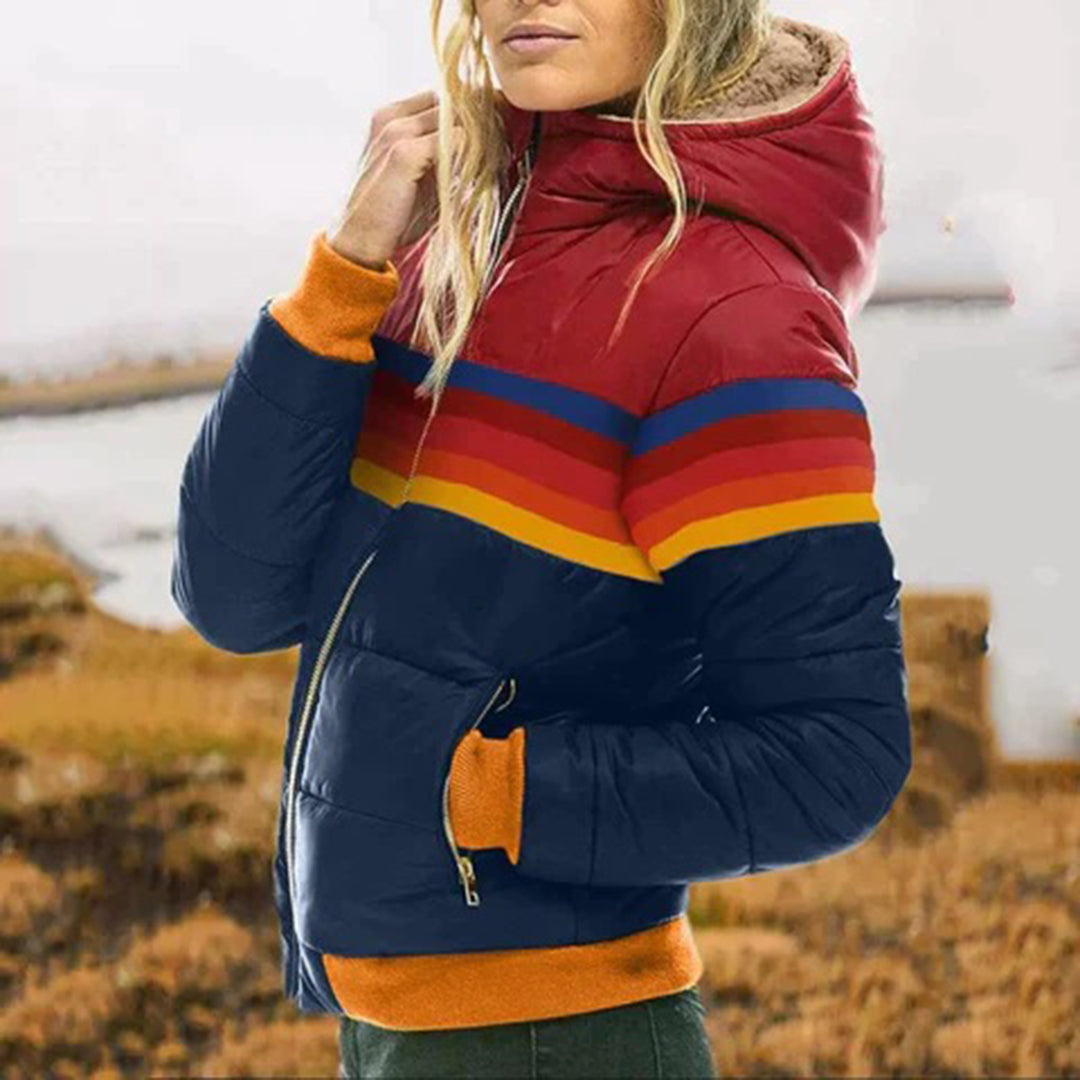 Winter Casual Stitching Hooded Long Sleeve Coat