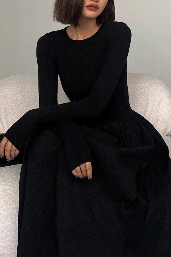 Leisure Pockets Long Sleeve Long Dress