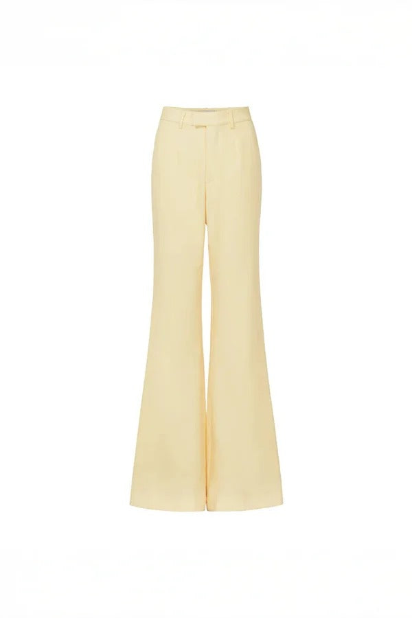 Every Occasion Crepe Panel Ruffles Strapless Top and High Rise Pocketed Flare Pants Set