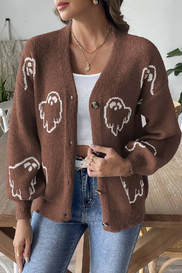 Stylish Loose Casual Cartoon Jacquard Jacket