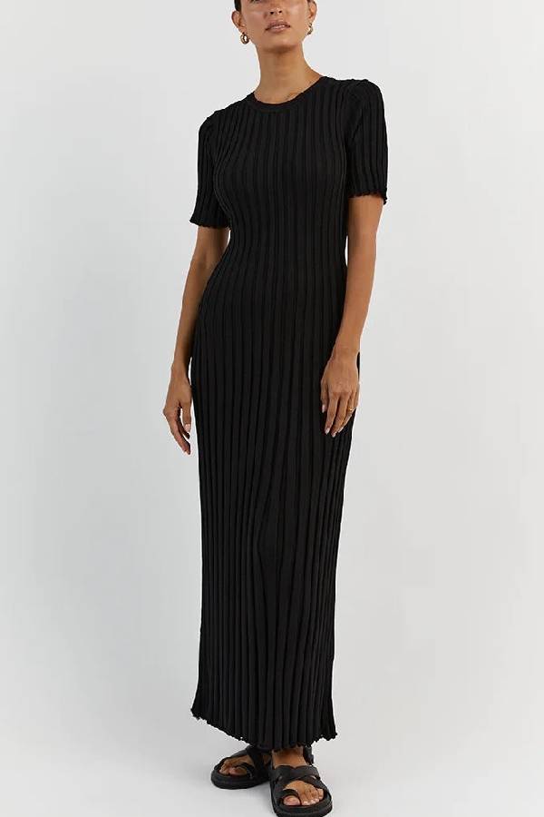 Big Pit Stripe Slimming Long Dress