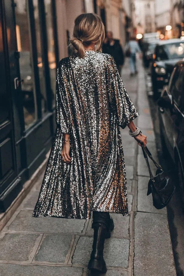 Disco Glamour Sequin Bell Sleeve Kimono