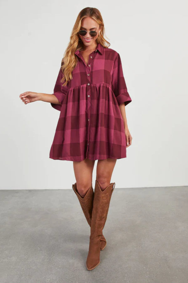 Plaid Babydoll Mini Dress