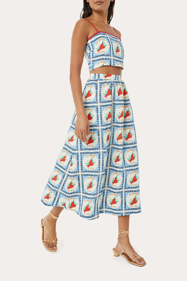 Unique Chili Printed Linen Sling and Skirt