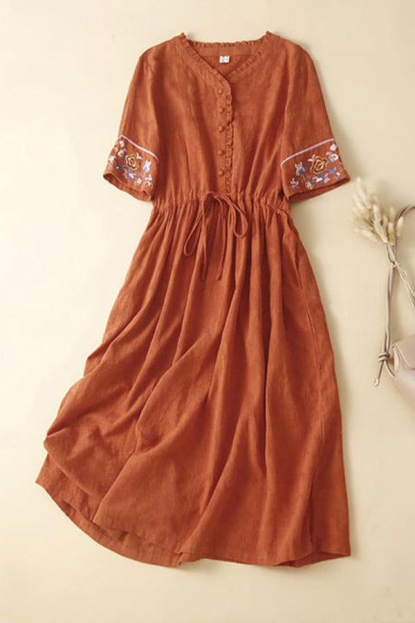 Cotton And Linen Long Loose Dress