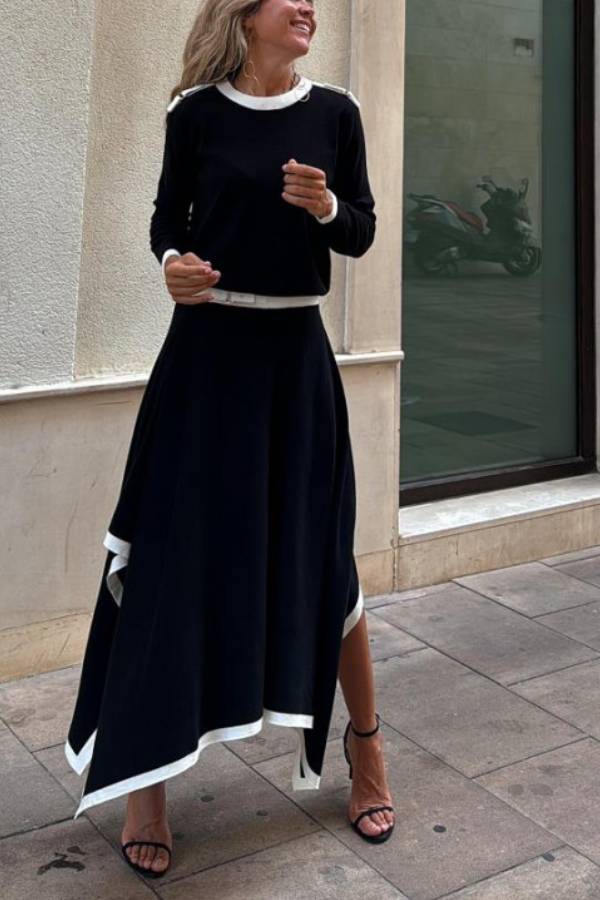 Long Sleeve Skirt Two Piece Set