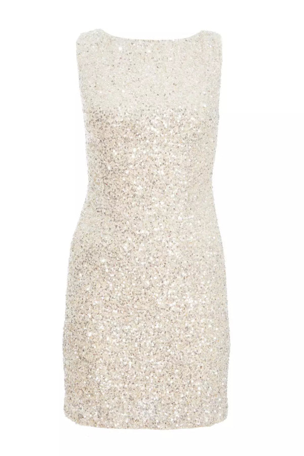 Party Time Starts Sequin Back Velevt Bow Detail Stretch Mini Dress