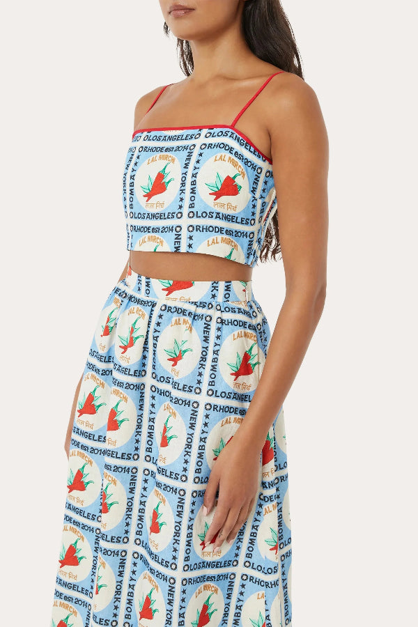 Unique Chili Printed Linen Sling and Skirt