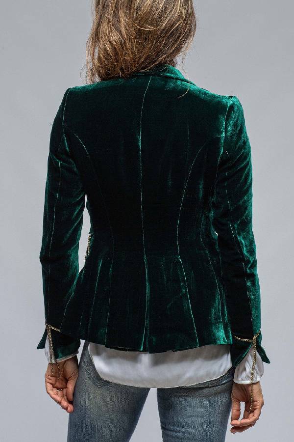 Vintage Gold Velvet Long Sleeve Pocket Blazer