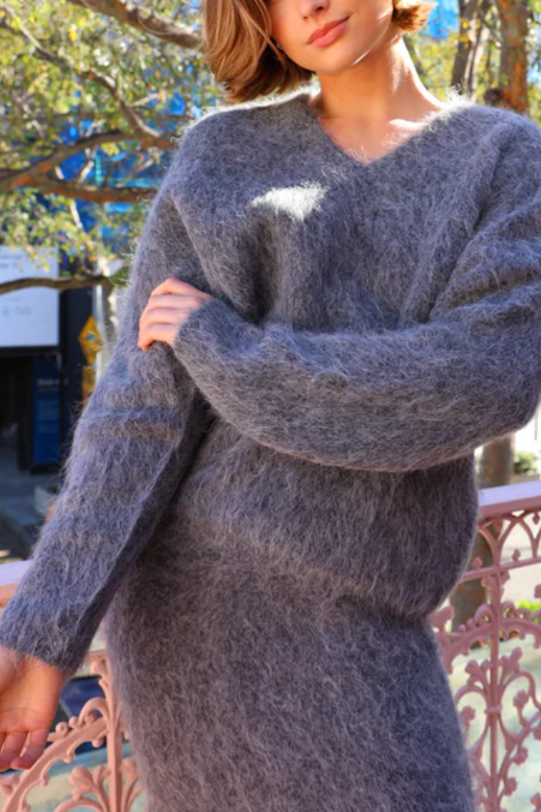 Charcoal Grey Fluffy Sweater