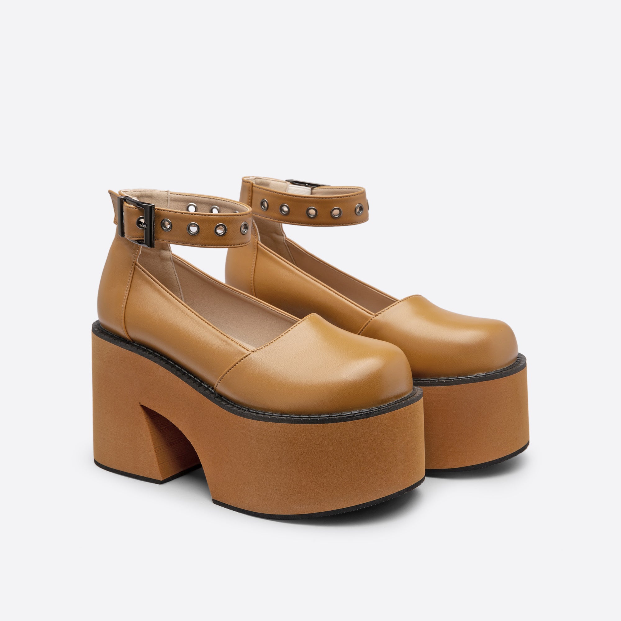 Chunky Heel Line Platform Shoes