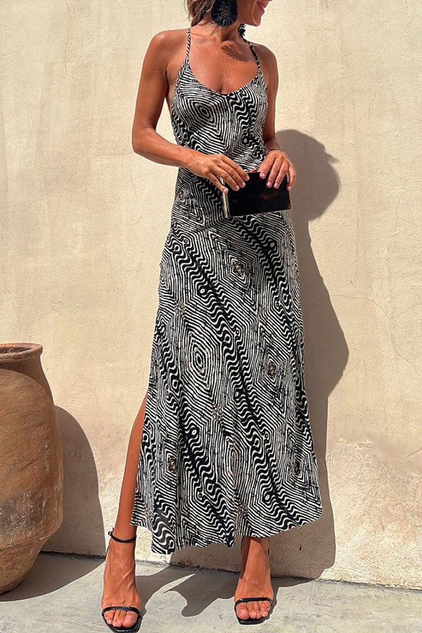 Zebra Print Strappy Maxi Dress