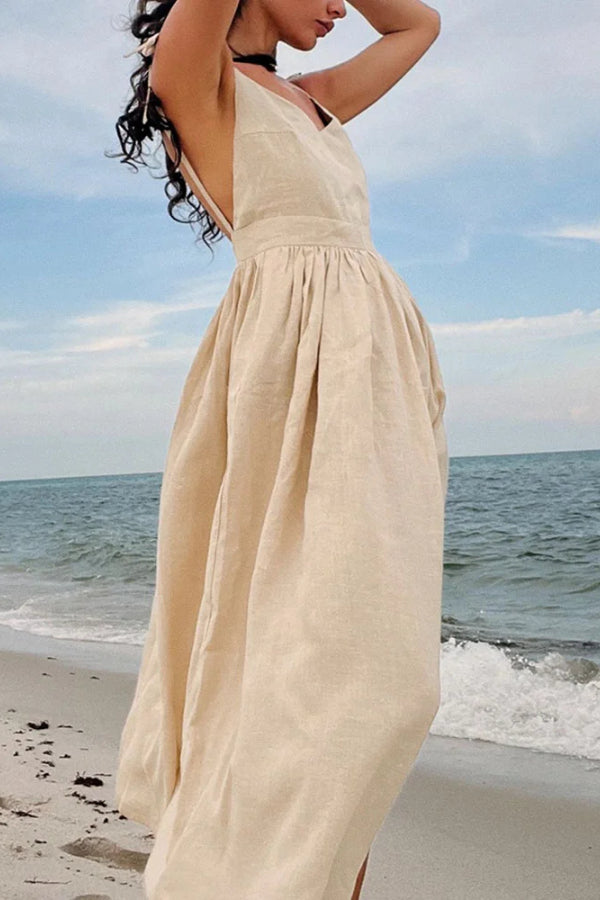 Chic V-neck strapless backless dress