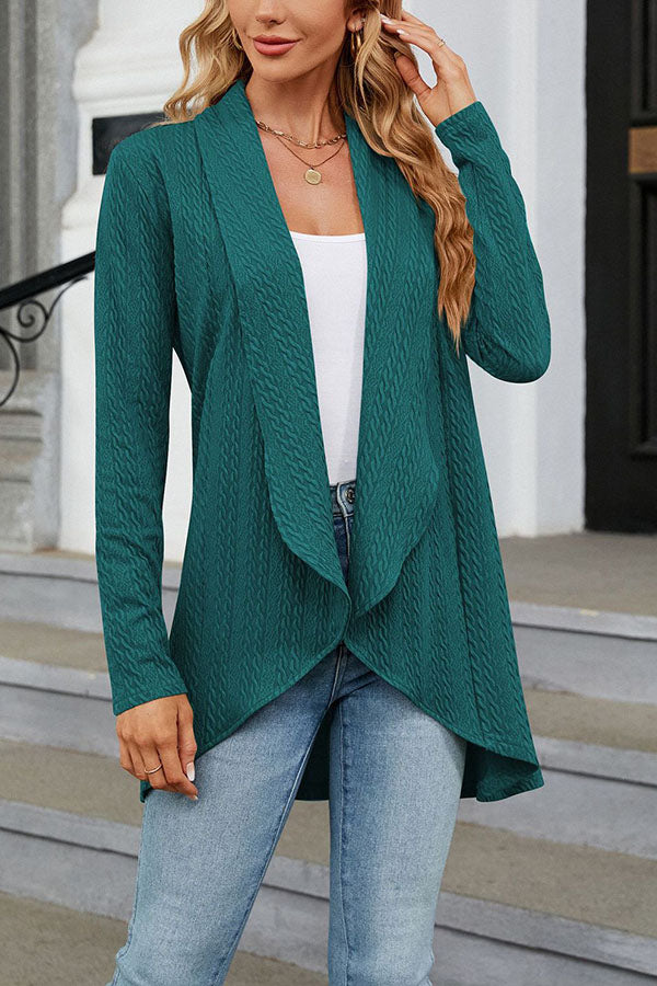 Long Sleeve Solid Color Ruffle Loose Cardigan