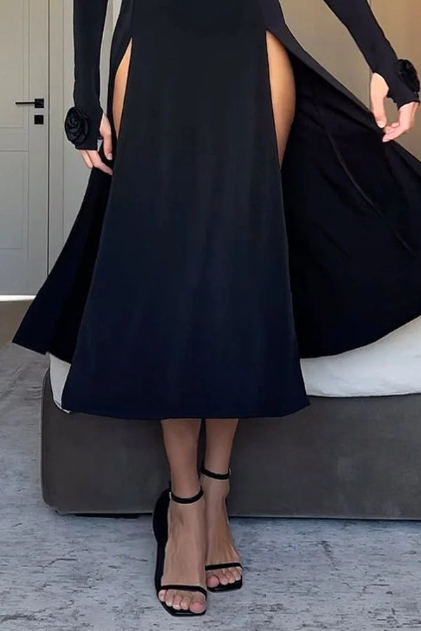 Chic Sexy Black Slit Dress